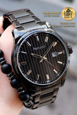 Ferrucci Erkek Siyah Takvimli Çelik Kol Saati 178021