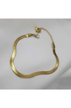 biralışveriş Italyan Ezme Zincir Gold Renk Paslanmaz Çelik Bileklik