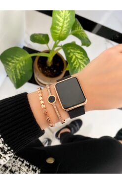 ÇENÇEN Unisex Model Siyah Rose Çelik Dijital Dokunmatik Ekran Kol Saati