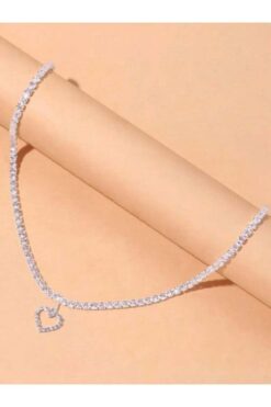 Everglow Jewelry Kalp Detaylı Kristal Taşlı Rhinestone Kalpli Kolye