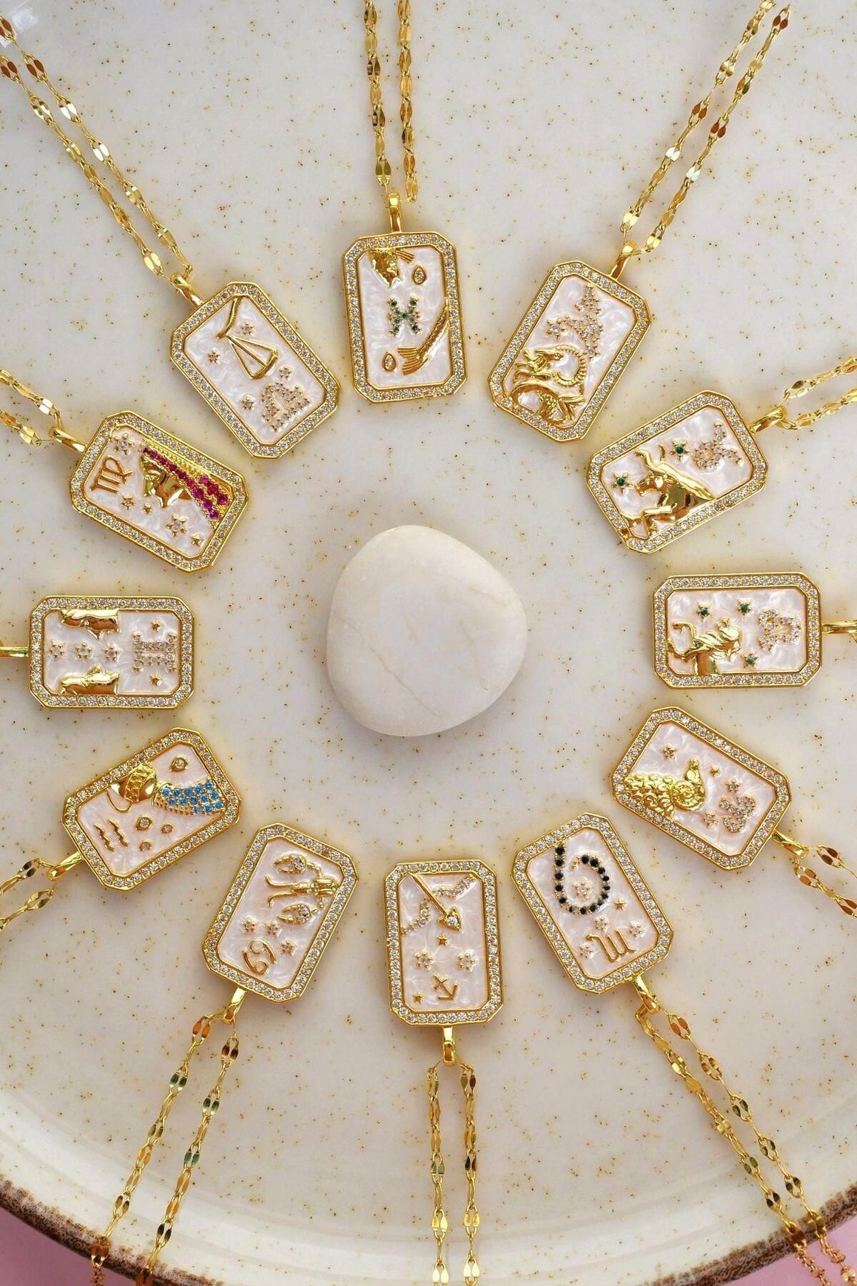 Sacce Scarves&Accessories İkizler Burcu Kolye Çelik Burç Kolye İkizler Gold Renk