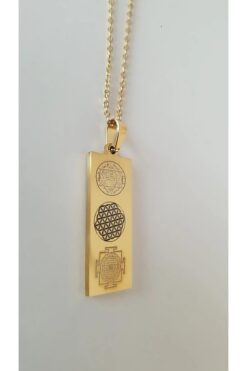 Anatolia Sayı Sekanslı Ve Süleyman Mührü, Yaşam Çiçeği Ve Sri Yantra Sembolü Çelik Kolye