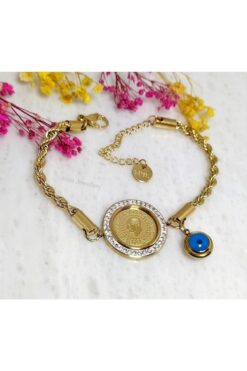 Asya Jewellery Birebir Kuyumcu Model Kuyumcu Işçiliğiyle Çeyrekli Çelik Bileklik Çeyreklik Lira Bileklik
