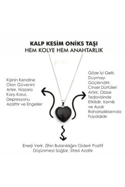Mystic Energy Doğal Taş Oniks (ONİX) Taşı Kalp Kesim Hem Kolye Hem Anahtarlık | Hediyelik Doğaltaş