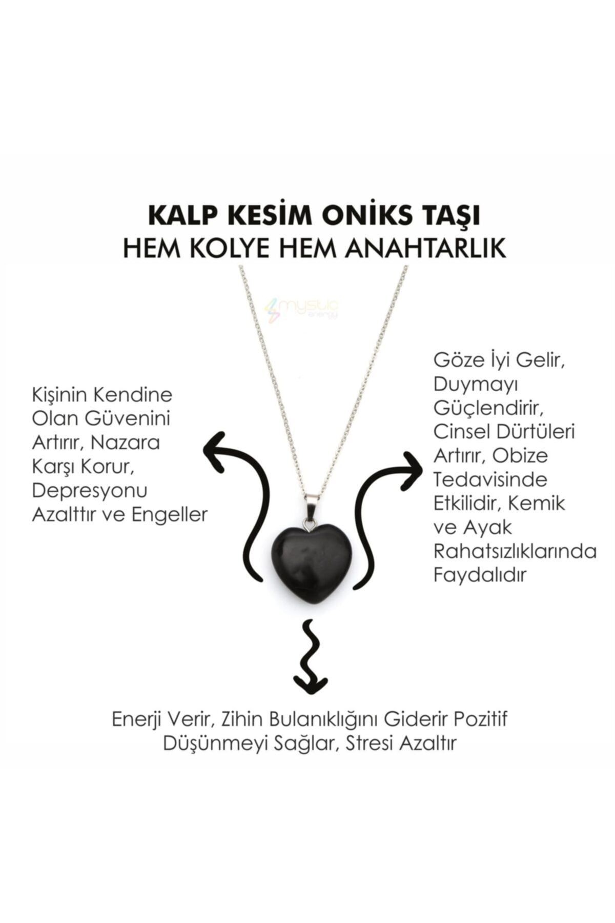 Mystic Energy Doğal Taş Oniks (ONİX) Taşı Kalp Kesim Hem Kolye Hem Anahtarlık | Hediyelik Doğaltaş