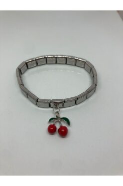 MeSin Store Çelik Italyan Bilezik Ve Bir Adet Sallantılı Kiraz Charm