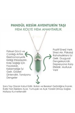 Mystic Energy Doğal Taş Aventurin Taşı Pandül Kesim Hem Kolye Hem Anahtarlı | Hediyelik Doğaltaş