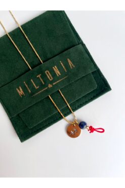 Miltonia Yay Burcu Sembolü Lapis Lazuli Doğaltaş Kırmızı İp Tasarım Çelik Kolye