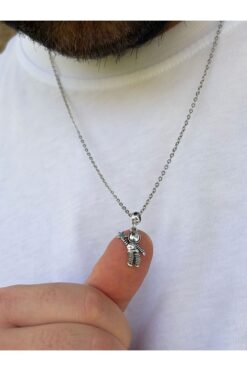 Piercing Market Steel & Silver Erkek Gümüş Renk Özel Tasarım Astronot Model Kolye
