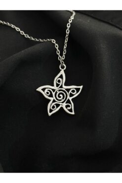 sleyshop Gümüş Renk Yıldız Spiral Sarmal Kolye