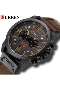 Curren Watch Premium  Deri Kayış Full Fonksiyon Aktif 3 ATM Su Geçirmez  Lüks Spor  Erkek Kol Saati