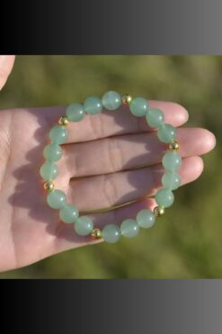 NBS Beautiful Naturel Stones Şans, Bolluk, Bereket Için Şifalanma Doğal Taş Bileklik (aventurin) 8 Mm