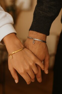 EFAYNU Kararmaz İtalyan Çelik 2 Adet Harfli Bileklik Sevgili Bilekliği Gold Gümüş Renk Bileklik