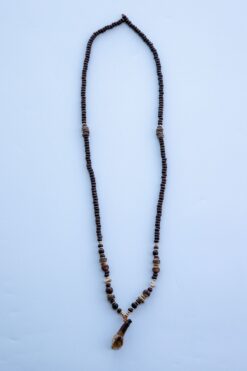 Lila Rosa Ahşap Otantik Hint Uzun Kolye