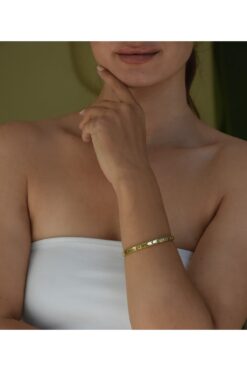 kesmia İtalyan Charm Ince Gold Renkli İnce Ayarlanabilir Çelik İtalyan Charm Bileklikrm 4mm
