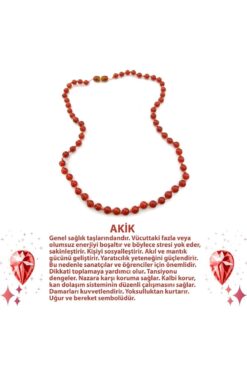 OSMANLI DEĞERLİ TAŞ Sertifikalı Kırmızı Akik Doğal Taş Kolye M205