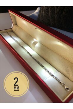 vogutima jewelery&silver by timuçin mavili Erkek Gümüş Bileklik - 2mm Kare Kral Model • Işıklı Kutuda • Sevgiliye • Eşe • Babaya Künye