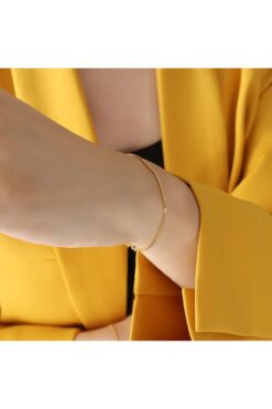 CAXBERN Çelik Gold Renk Unisex İnce İtalyan Zincir Bileklik