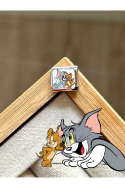 YOUES JEWELRY Unisex Italyan Charm Tom Ve Jerry 1 Adet Paslanmaz Çelik Charm 9mm Charm Eki Link Charm