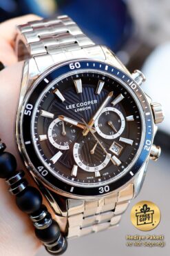 Lee Cooper Siyah Gümüş Beyaz Kronometreli Takvimli Erkek Kol Saati Lc07256.350