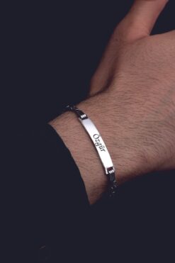 OSMANLI GÜMÜŞ Erkek Gümüş Bileklik - 2.8 mm İsim Yazılabilir Kral Zincir Gümüş Bileklik