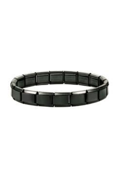 Naturel Tılsım Unisex Siyah Italyan Charm Bileklik Paslanmaz Çelik Bileklik