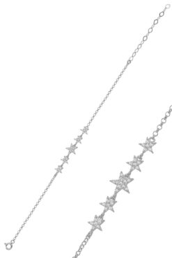 Söğütlü Silver Gümüş rodyumlu zirkon taşlı kayan yıldızlar bileklik  SGTL12765RODAJ