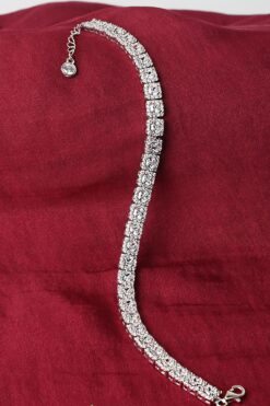 BY BARUN SİLVER Su Yolu Bileklik Tenis Yuvarlak Pırlanta Görünümlü 925 Ayar Zirkon Taşlı Beyaz Silver Gümüş Bileklik