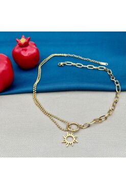 Opia Takı & Aksesuar Çelik Gold Güneş Kolye