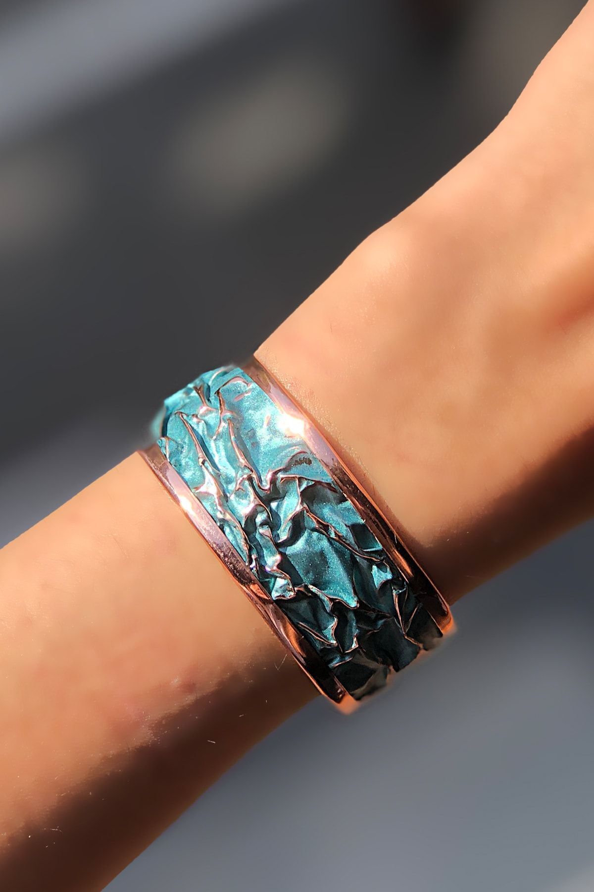 Miray hediyelik Bakır Turkuaz Bileklik Yüzük Set - Görsel 2