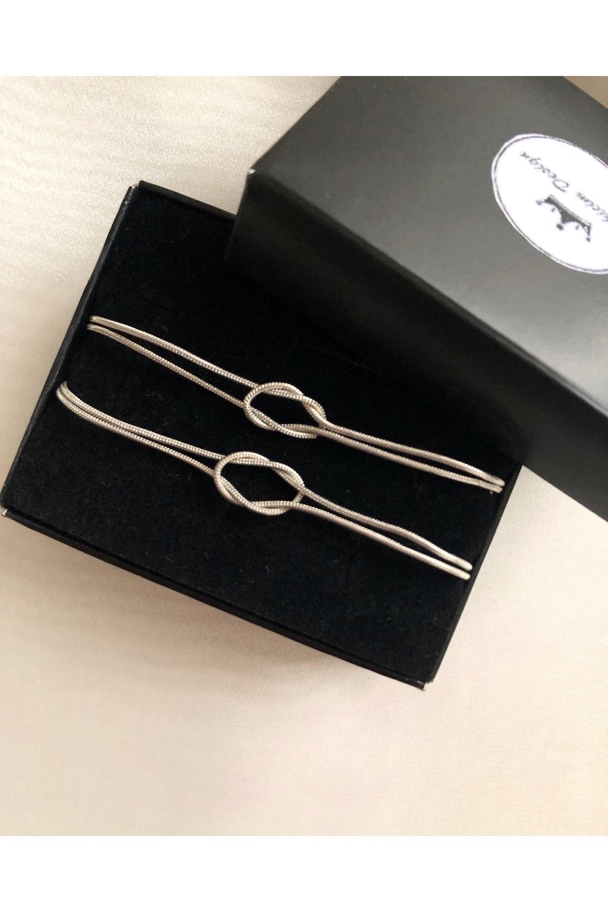 Takıcım Düğüm Gümüş Çift Bileklik