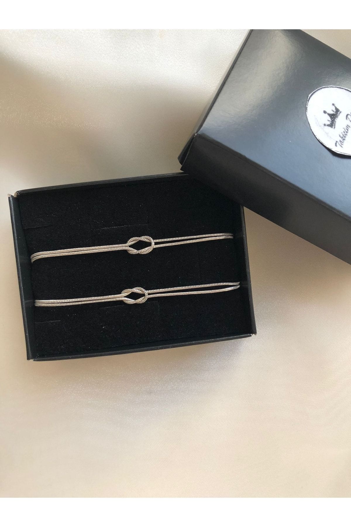 Takıcım Düğüm Gümüş Çift Bileklik - Görsel 2