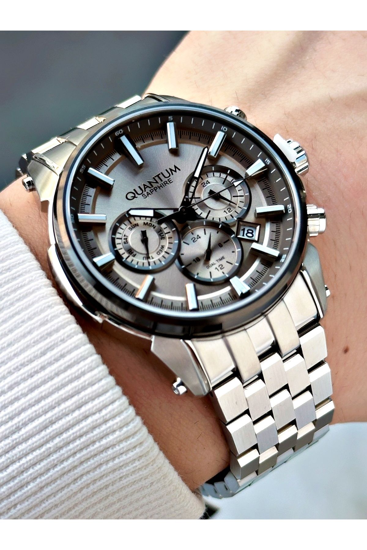 Quantum Fonksiyonlu 24 Ay Garantili Gri Renk Safir Cam Renk Erkek Kol Saati 1176.340MR