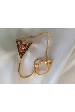 Pervin Ablacım Gold üçgen renkli tasarım bileklik