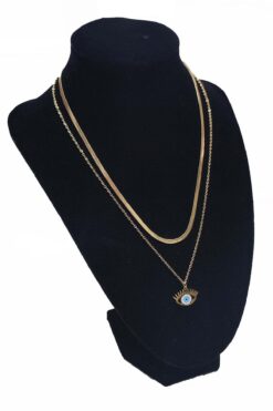 TAKYAKIŞTIR Altın Renk İtalyan Sf Nazar Göz Çelik Kolye