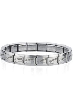 Takı Dükkanı K. Atatürk Imzalı Italyan Charm Unisex Çelik Bileklik 18cm Scb54