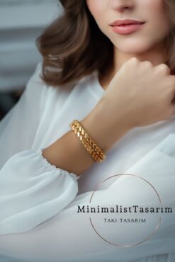 MinimalistTasarım Çelik Pullu Bileklik ,çelik Arpa Bileklik, Arpa Zincir Bileklik, Pullu Zincir, Halep Zincir Bileklik