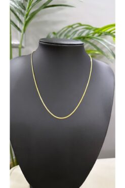 JustGAF Altın / Gold Renk Italyan Yassı Ezme 59 Cm Çelik Kolye