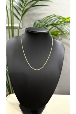JustGAF Altın / Gold Renk Ince Italyan Yassı Ezme 44 Cm Çelik Kolye