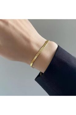 Siya Silver Kararmaz Çelik İtalyan Zincir Bileklik-18+5 cm/4 mm