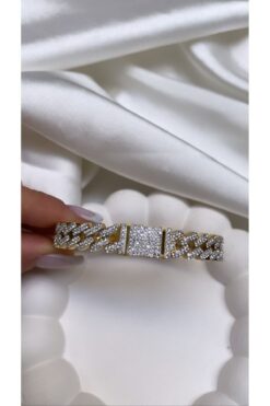Accessories Taşlı Çelik Gold Renk Kelepçe