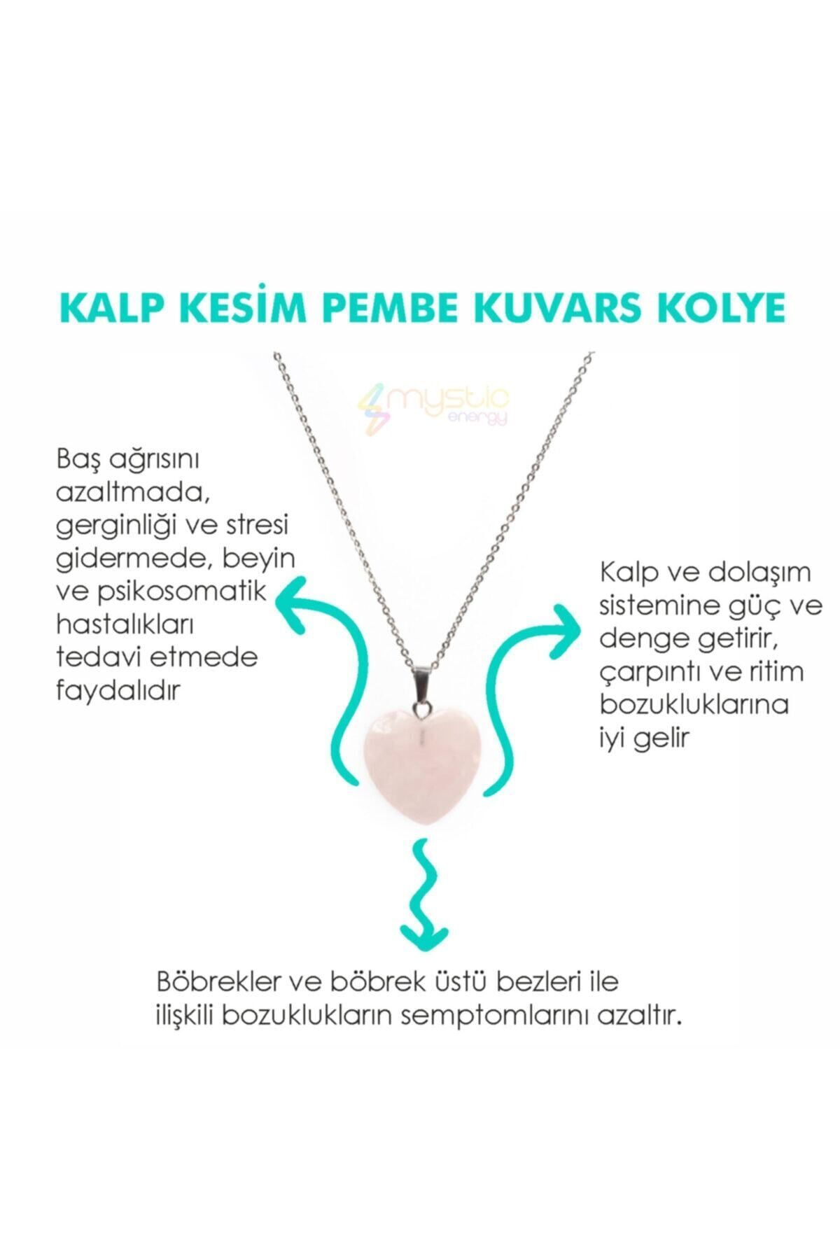 Mystic Energy Doğal Taş Pembe Kuvars Kalp Kesim Kolye | Hediyelik Doğaltaş