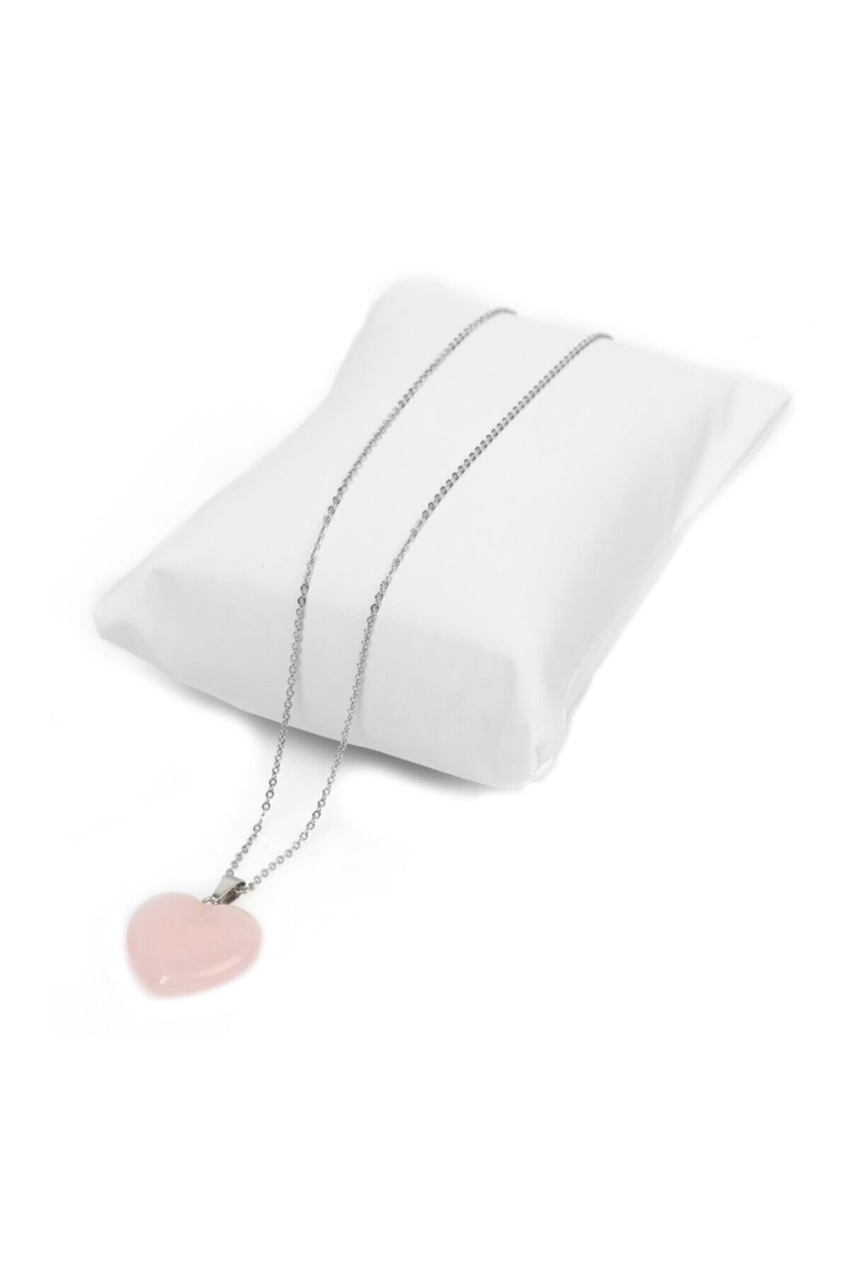 Mystic Energy Doğal Taş Pembe Kuvars Kalp Kesim Kolye | Hediyelik Doğaltaş - Görsel 2