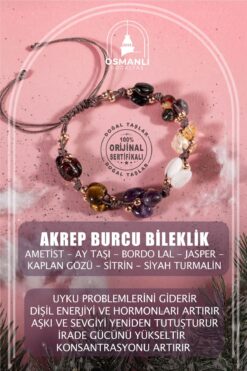 OSMANLI DOĞAL TAŞ Akrep Burcu Doğal Taş Natürel Makrome Bileklik