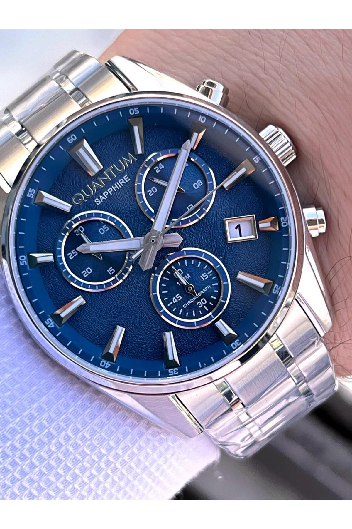 Quantum Sapphire Cizilmez Cam Çelik Kordon İç Kadran Fonksiyonları Aktif 10 Atm Erkek Kol Saat NQ390