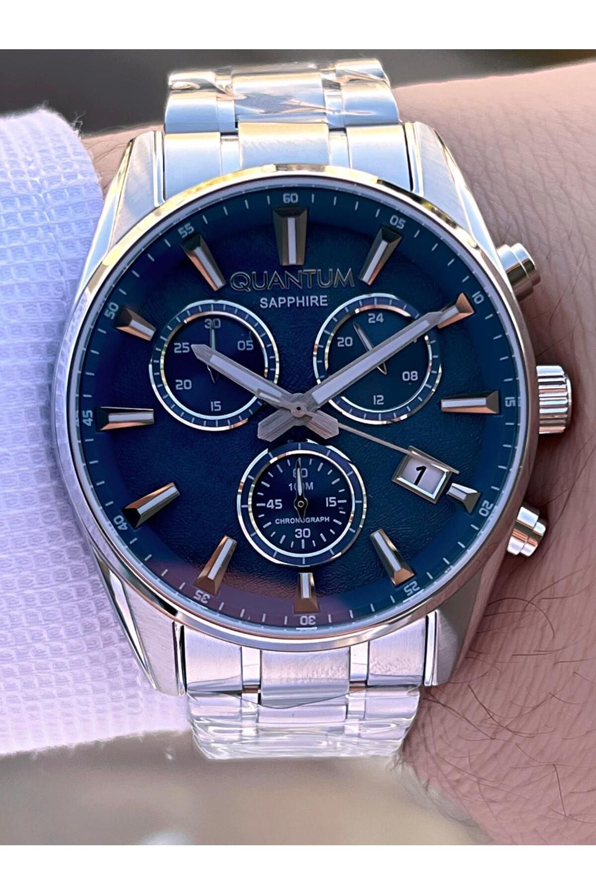 Quantum Sapphire Cizilmez Cam Çelik Kordon İç Kadran Fonksiyonları Aktif 10 Atm Erkek Kol Saat NQ390 - Görsel 2