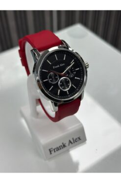 Frank Alex KIRMIZI SİLİKON KORDON ERKEK KOL SAATİ