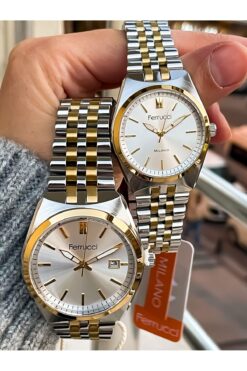 Ferrucci Çift Saati Çelik, 3 Atm, 2 Yıl Garantili Bileklik Hediyeli