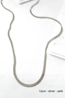 Genel Markalar Uzun Italyan Çelik Kolye-60cm - Gümüş