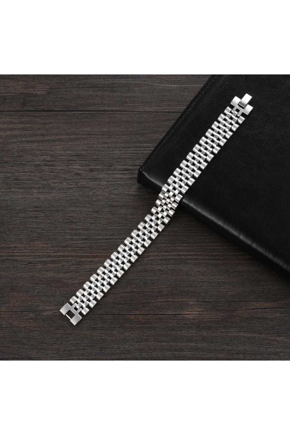 EZE Çelik Rolex Kordon Gümüş Renk Erkek Bileklik 7 Mm Genişlik